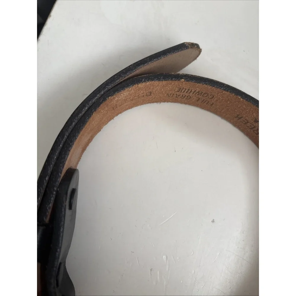 Child Brushy Creek Black Leather Belt & Buckle Brass Color Size 20